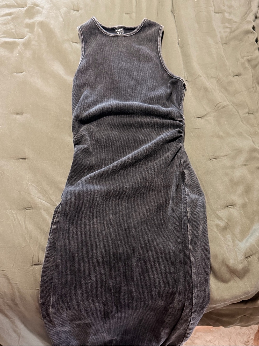 Sleeveless Black Ruched Side Tank Dress